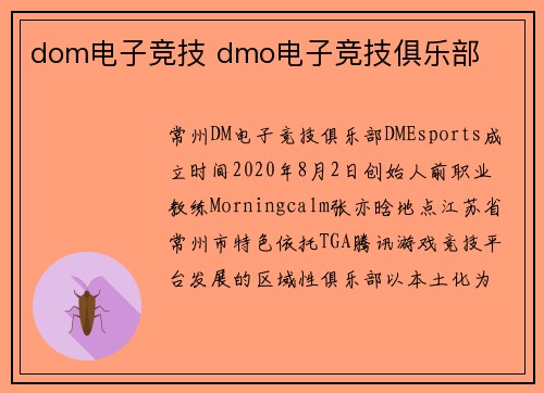 dom电子竞技 dmo电子竞技俱乐部